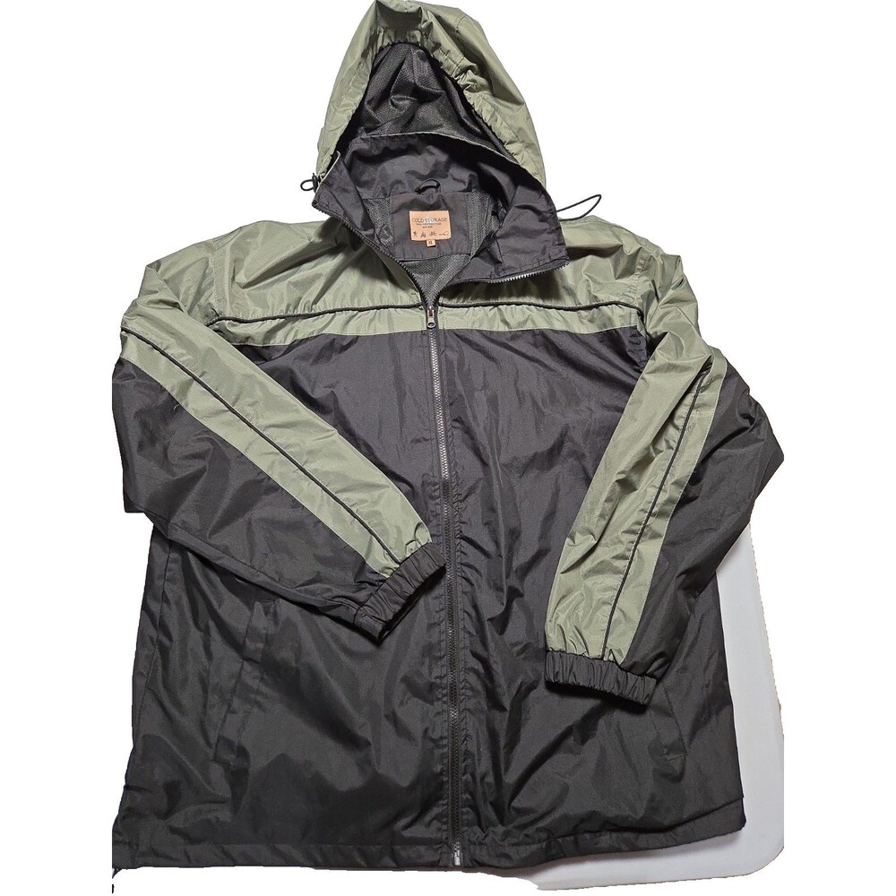 A Cold Storage Foul Weather Grn/Blk Water Proof Zip Up Jacket Size XL VGC